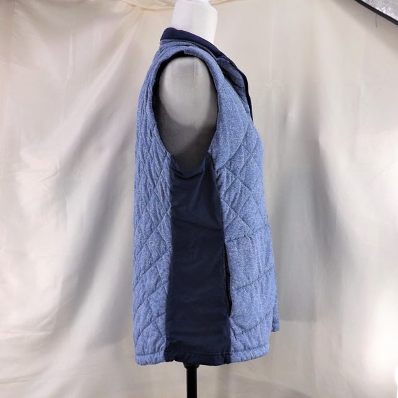 ZELOS NEW Blue Quilted Stretch Semi-Fitted w Pockets Zip Up Vest L - Picture 9 of 13